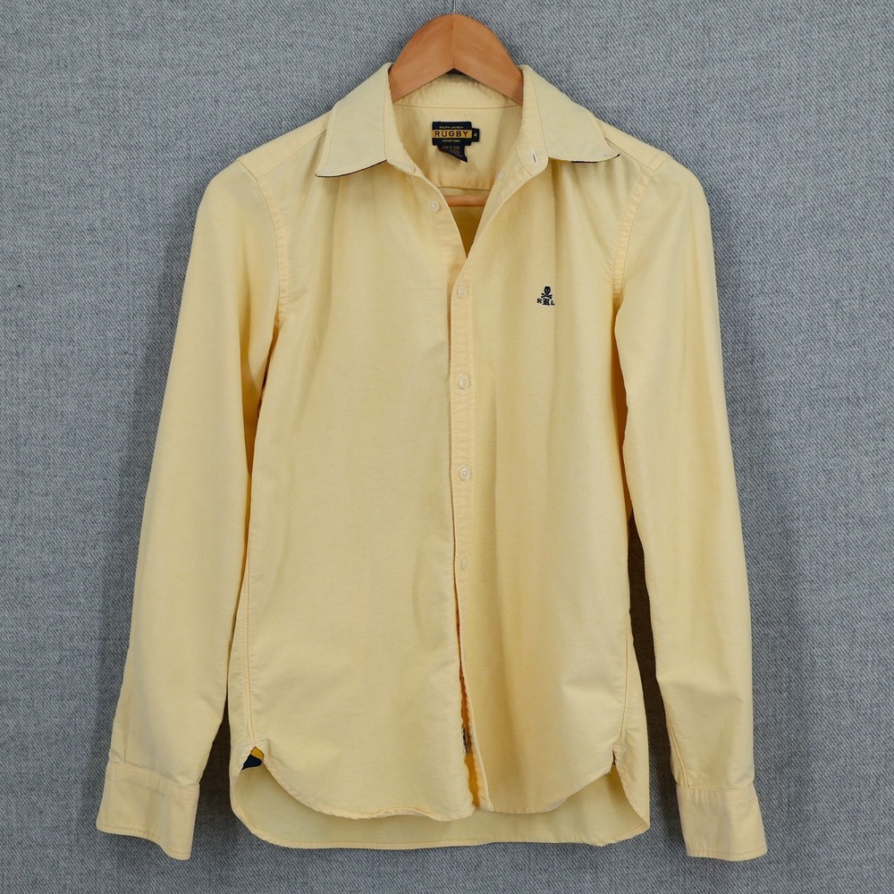VTG Rugby Ralph Lauren Shirt University Academic Crossbones Skull Oxford Prep M